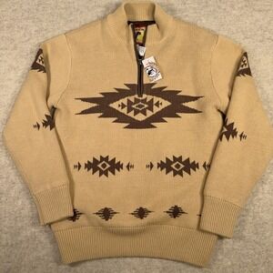 Cinch 1/4 Zip Sweater Mens Medium Heavy Knit Lined Pullover Aztec Cowboy Western